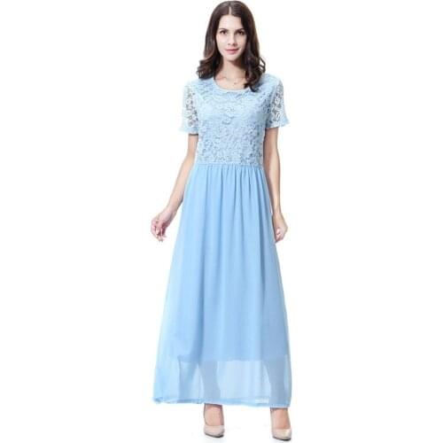 Islamic vestido noite arabic dresses vestido azul baju wanita muslim lace abaya kaftan short sleeve dress indonesia robe hijab