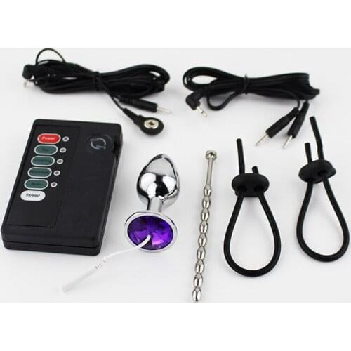 Electro Shock Kit Penis Ring Anal Plug Stimulator Electric Shock Medical Themed Male Masturbation Adult Game Sex Toy For Men Gay
