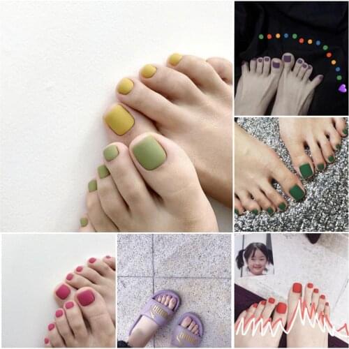 Multiple candy pure color false nails for toe Cute summer toe nails Bride beautiful full nail tips for toe short size
