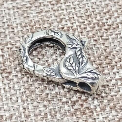 925 Sterling Silver Large Lobster Clasp with Engraved Leaf for Bracelet Necklace