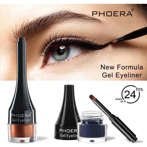 PHOERA 10 Colors Waterproof Eyeliner Gel With Brush Colorful Long-lasting Eye Liner Cream Makeup Tools Women Cosmetics TSLM1