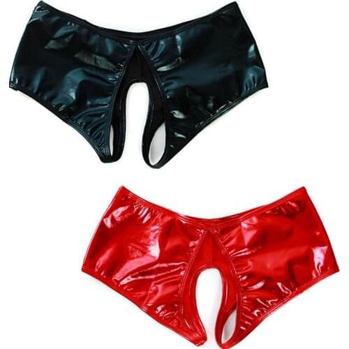 Sexy Shiny Wetlook Crotchless Open Butt Panties Briefs Erotic Underwear Under Pants Fetish Lingerie