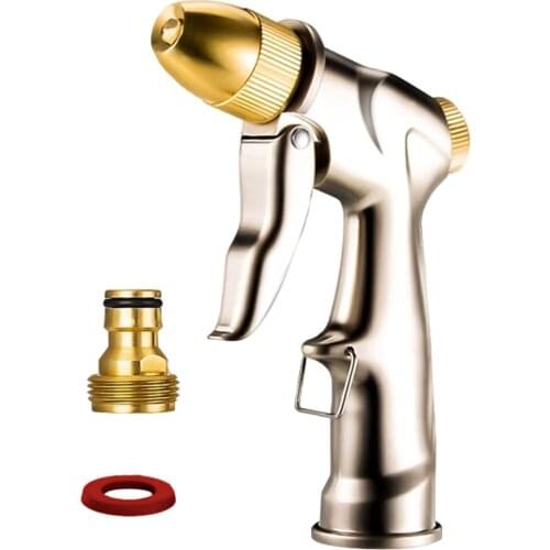 Full Brass Nozzle Garden Hose Spray Gun Adjustable Mode High Pressure Spray Gun, For Watering Plants, Showering Pets Car Washing