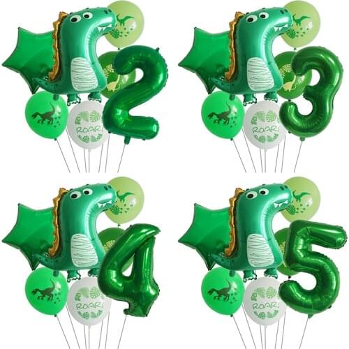 7pcs Dinosaur Party Balloons Dinosaur Jungle Wild Animal Party Foil Number Balloon Birthday Party Supplies baby shower Globos