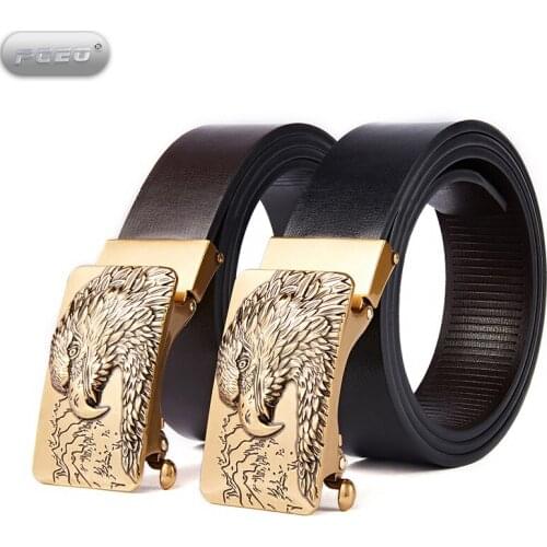 Automatic Buckle Casual Belt Korean Genuine Leather Belt Mens Belt Cowhide Pant Belt One Piece Dropshipping