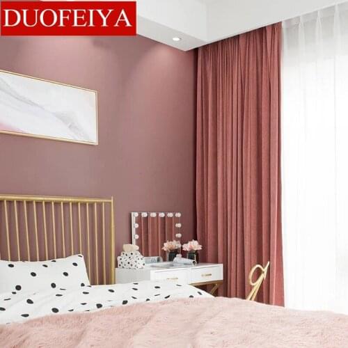 Customization Nordic Style Curtains for Living Dining Room Bedroom High Density Super Soft Feeling Flannel Chenille CurtainTulle