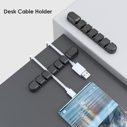 Silicone Desktop Cable Holder Clips Organizer 7 Slots for USB Cable Cord USB Winder Desktop Tidy Management Tool For Earphone