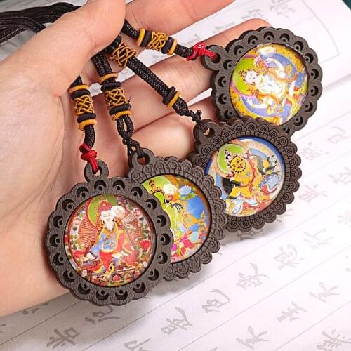 Buddha Statue Small Thangka Tibetan Buddhism Acrylic Pendant Necklace