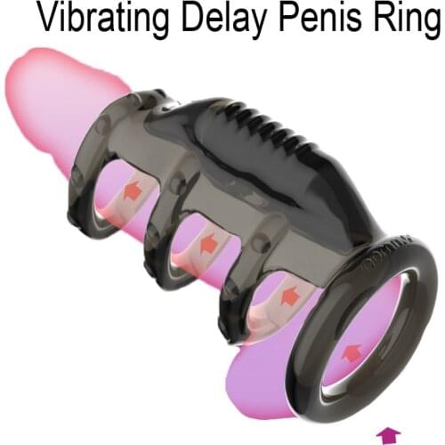 Male Vibrating Penis Sleeve Delay Ring for Men Delay Ejaculation G Spot Clitoris Stimulator Cock Rings Dildo Vibrator Sex Toys