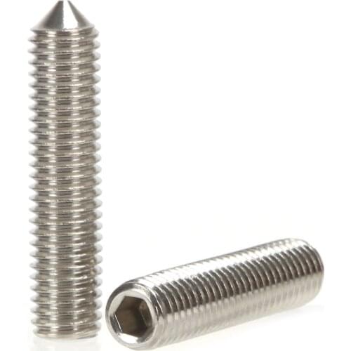 10-40pcs M8*8/10/12-40mm 304 Stainless Steel Grub Screws Cone Point Hexagon Hex Socket Set Screws Machine Meters Headless Screw
