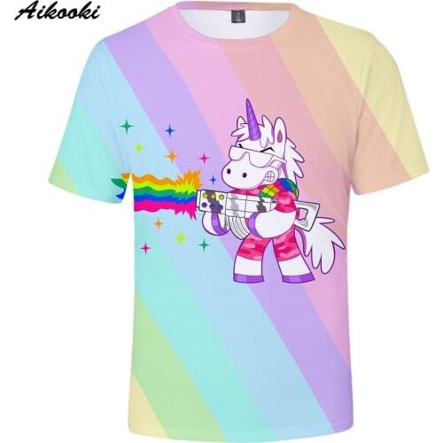 Unicorn Funny T-shirt Summer Fashion Men Women T-shirt Streetwear Personality T-shirt Harajuku Trend Rainbow Short Sleeve Tee