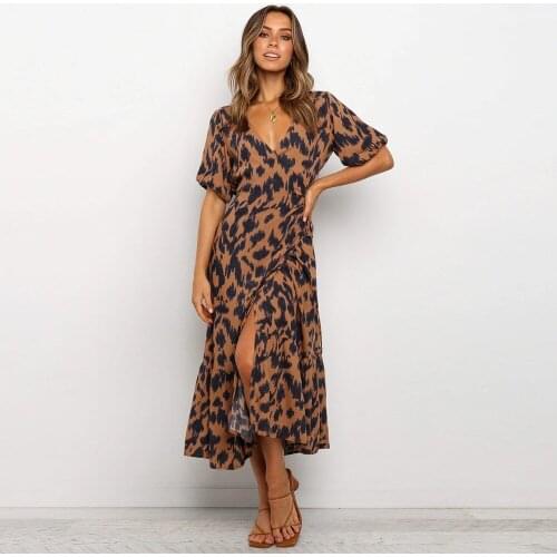 Elegant V-neck Women Black Print Ruffles Patchwork Long Dress Summer Casual Slim Lace Up Design Sexy Split Robe Maxi Vestidos
