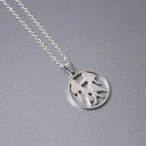 1pc Gemini Constellation Stainless Steel Necklace Vintage Twins Pendants Necklaces Women Kids Fashion Memorial Jewelry