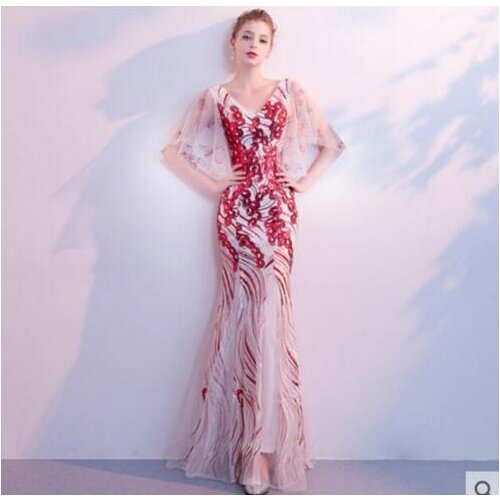 Birthday Party Celebrate Dress Nightclub Sexy Costume Women Singer Bar Show Dress Bright 2 Colors Sequins Long Dress Womens