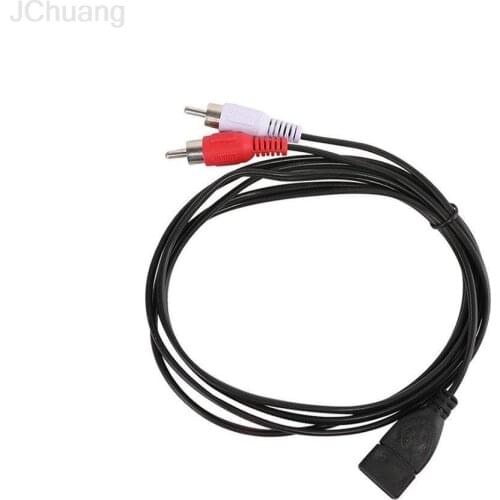 1.5m/5ft USB A Female Sockrt to 2 RCA Male Plug Audio Video Extension Cable Cord