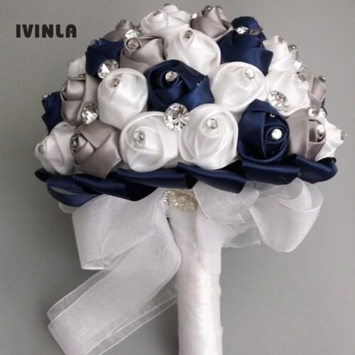 1Pc/lot White Royal Wedding Bouquets Hand made Flower Rhinestone Crystal Bridal Wedding Bouquet for wedding party