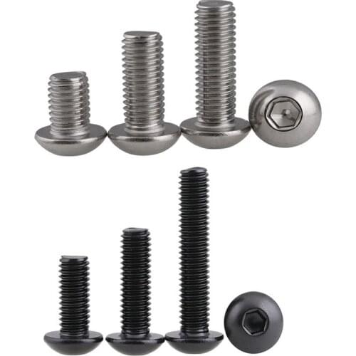 10/50pcs M2 M2.5 M3 M4 M5 304 A2 Stainless Steel Black ISO7380 Hexagon Hex Socket Head Button Allen Bolt Screw