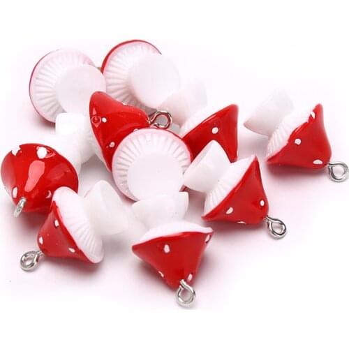 10Pcs Cute Mixing Resin Little Mushroom Charms Acrylic Pendant For Earrings Bracelets Necklace DIY Jewelry finding Accessories