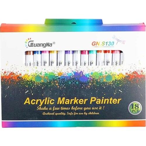 18 Colors/Set 0.7mm Acrylic Paint Marker pen for Ceramic Rock Glass Porcelain Mug Wood Fabric Canvas Painting