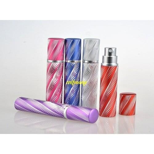 300pcs/lot 8ml Refillable Portable Mini perfume bottle Traveler Aluminum Spray Atomizer Empty Parfum Bottle 5 colors