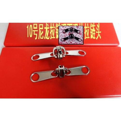 5pcs/lot metal for 10# nylon zipper head two sides/double sliders/two pullers black silver double pullers for tent bas luggages