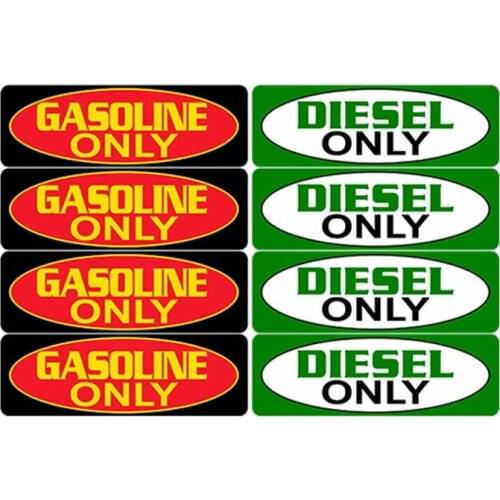 8 X Diesel Fuel Only Gas Fuel Only Sticker Creative Decal Set Gasoline Diesel Label Car Stickers for AUTO MOTO Truck ,10cm*3cm