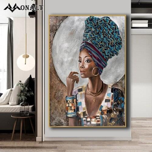 Black and Gold African Girl Graffiti Art Black Women with Hat Canvas Print Oil Painting Abstract Girl Room Decoration Pictures