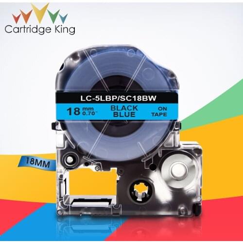 Black on Blue SC18BW LC-5LBP 3/4"(18mm) Label Tape for Epson King Jim LW-C410 LW-400 LW-400L Tepra Pro SR210 SR220 Label Maker