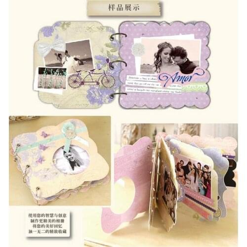 DIY Scrapbook Puple Album Suit Childrens Girl Photo Albums Kit Sticker Wedding Ribbon Paper Scrapbooking Lover Photo Albums Set