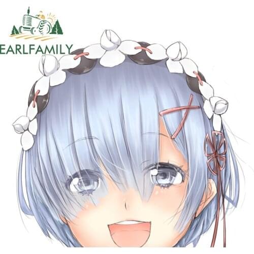 EARLFAMILY 13cm x 12.4cm for Anime Re ZERO Rem Personality Car Stickers Vinyl Laptop Funny Anime Waterproof Car Door Decal
