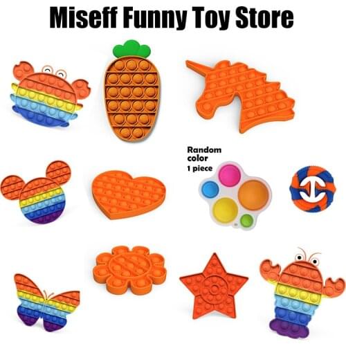 Orange Kawaii Kids Stress Relief Squishy Push Bubble Sensory Fidget Toys Rainbow Antistress Fidget Toy Autisim for Children