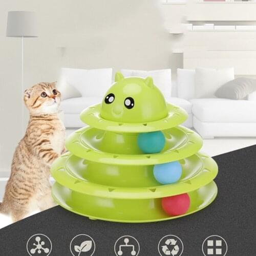 Cat Toy Tower Track Pet Toys Three Levels Funny Playing Kitten Training Amusement Ball Interactive Toys Puppy Products