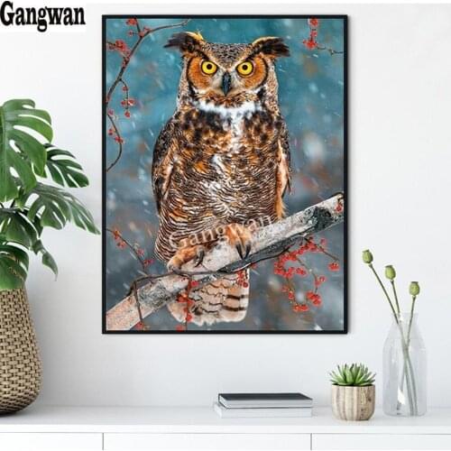 Bird Owl Wall Art 5d mosaic diy diamond painting full square/round highland cow diamond embroidery animal painting home decor