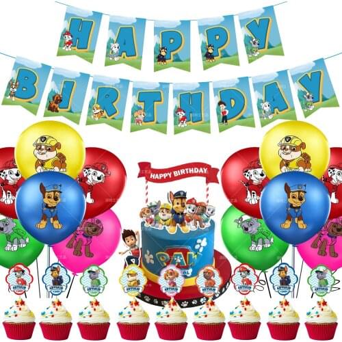 Pat Patrol Anniverssaire Kit Children Preschool Education TV Show Characters Figures Party Decoration Supplies Balloons Banner