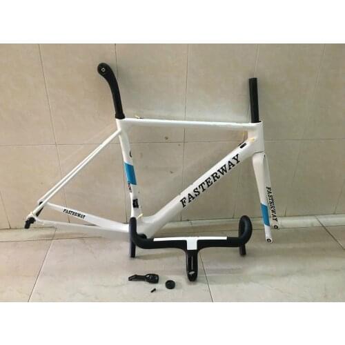 Hot Sell !Fasterway O2 White with Blue Carbon Road Frameset:carbon Frame+Seatpost+Fork+Clamp+Headset,ems free shipping