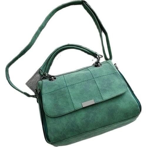 Matte Ladies Handbag Scrub Womens Shoulder Bag Large Capacity Matcha Green PU Leather Handbag Travel Handbag Boston Female Sacs