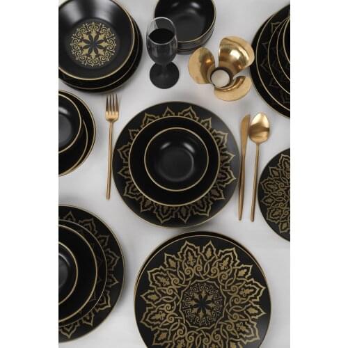 KeramikaTr kHctech Topkapi Matte Black Dinner set 24 Piece 6 Personality