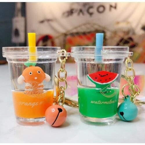 Mobile Phone Key Hanging Rings Backpack Keychain Lovely Cartoon Creative Chains Fashion Birthday Gift Juice Drink Bottle Keyring