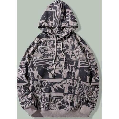 2021Harajuku Anime Manga Print Hoodie Mens Autumn Campus Couple Loose Hoodys Hip Hop Streetwear Unisex Oversize Sports Hoodies