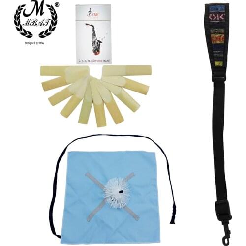 M MBAT 3 Pieces Saxophone Care Kit Sax Reed Brush Elastic Cotton Strap Cleaning Cloth With Brush Tool Music Instrument Accessory