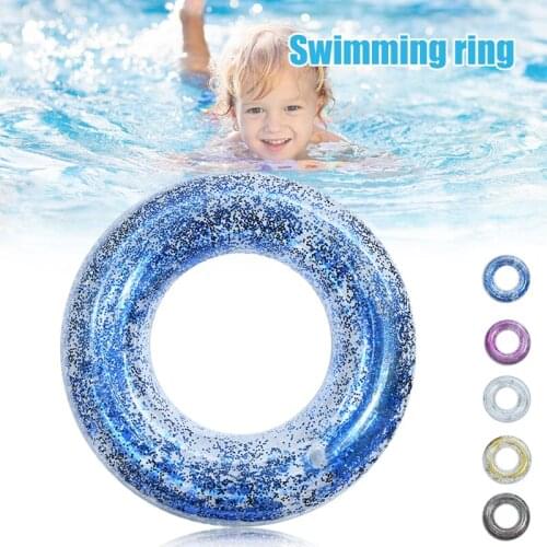 Inflatable Pool Float Tube Transparent Swimming Ring with Colorful Sparkling Glitters for Kids and Adults Free Outdoor Hot Tubs