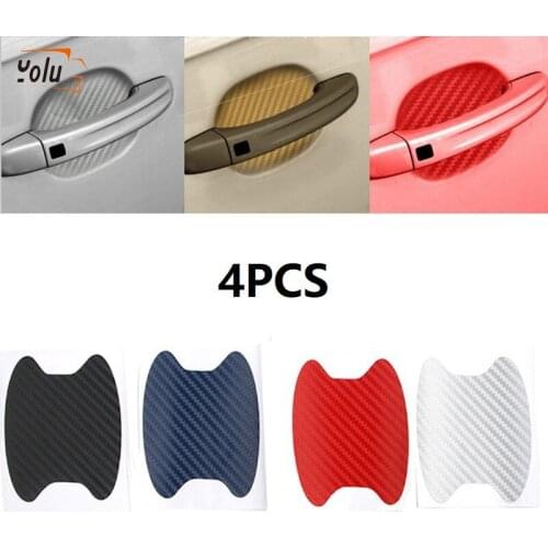 YOLU 4PCS Auto Carbon Fiber Car Automatic Door Cover Film Handle Scratch Door Bowl Sticker Car Stickers Car Accessories