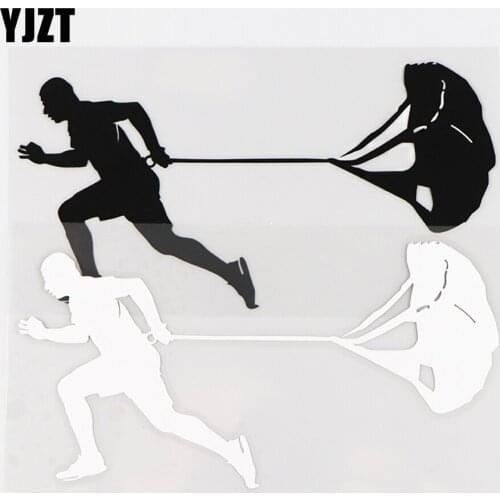 YJZT 16X8.1CM Personalized Vinyl Car Sticker Decal Parachute Paragliding Extreme Sport Black / Silver 10A-0368