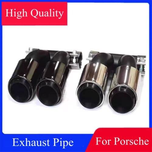 GTS Style Mufller Rear Nozzles Black Exhaust Tips For Porsche 718 Cayman Boxster Double Exhausts System Car Accessories
