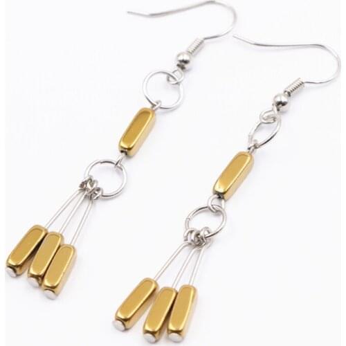 New Long Tassel Earring Natural Stone Hematite Drop Dangle Earrings for Women Girl Charms Eardrop Hook Jewelry Accessories A707