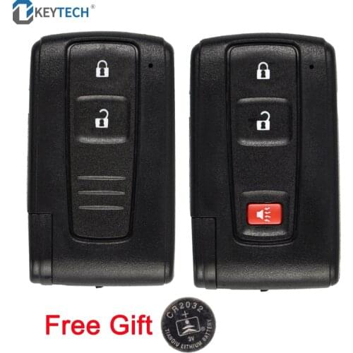 OkeyTech Remote Smart Car Key Case 2 3 Buttons For Toyota Prius 2004 2005 2006 2007 2008 2009 TOY43 Uncut Blade+2032 Battery