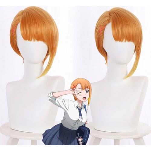 Anime new Visible girl cosplay Lily Chuanhua Orange gradient Anime cosplay Wig Heat-resistant synthetic hair Halloween party