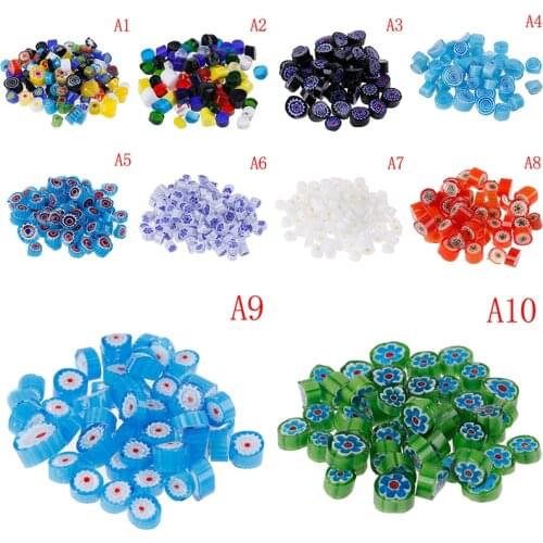 Fusible Glass Beads Mosaic Decor DIY Rainbow Mix Handmade Millefiori 28g