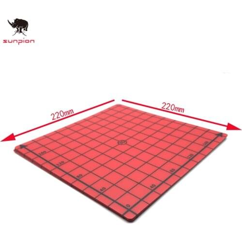 SUNPION 3d Printer Heated Bed Sticker Coordinate Printed 220x220mm Hot Bed Surface Sticker Red for 3D Printer Parts 2pcs/lot
