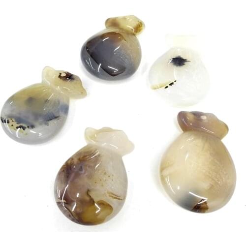 Natural Agates Stone Pendants Pouch Shape Exquisite Polished Agates Stone Charms for Jewelry Making Necklace Bracelet Gift